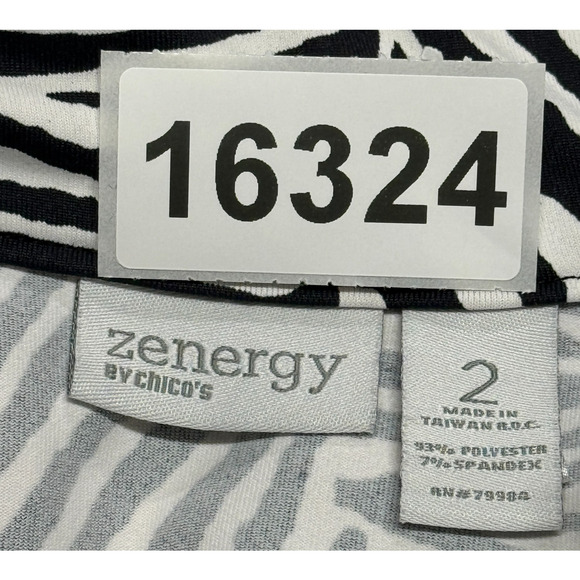 Chicos Zenergy Jacket Womens Large 2 Black White Zebra Print Full Zip Office - Picture 9 of 9